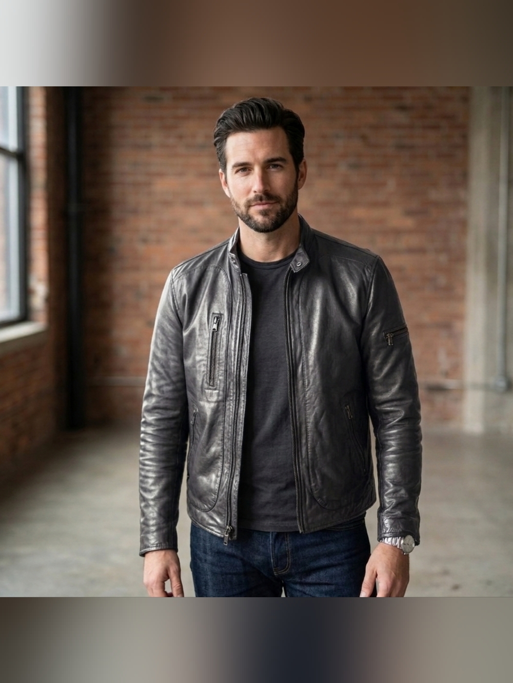 John Varvatos Collection Gunmetal Metallic Jacket